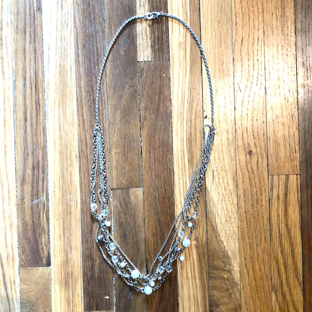 Gold beaded and pearl long necklace from LOFT.